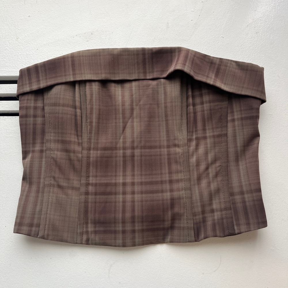 With Jean Corset Top (brown plaid, M)